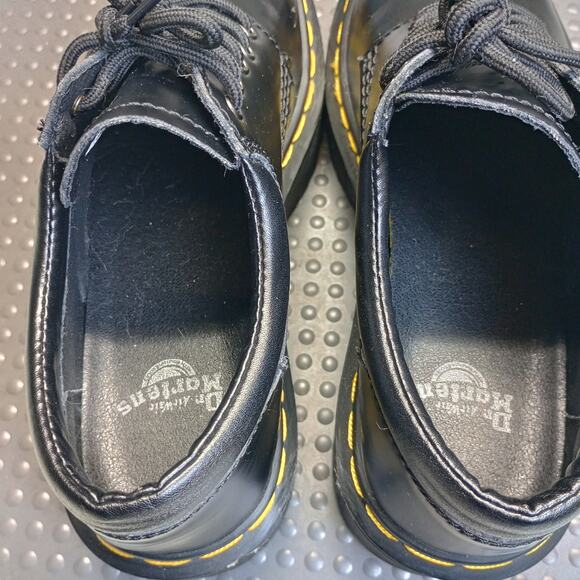 Dr. Martens 8053 Quad Platform Oxfords • Unisex Leather Chunky 5-Eye Shoes Black - Picture 7 of 10